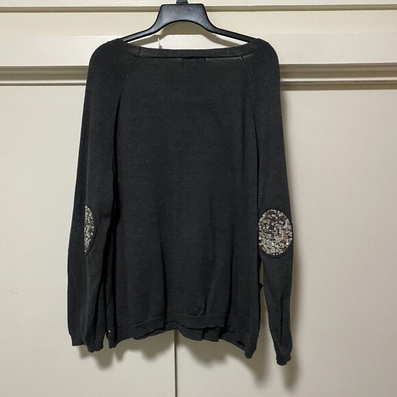 LYS long sleeve, dark gray sweater w/silver sequin stripes across front, size 2X - Picture 5 of 13